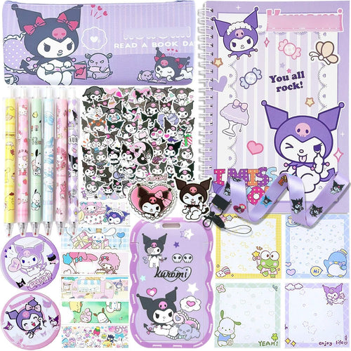 Koiswim Cute Kawaii School Supplies Stationery Gift Set, Including Gel Pens Notebook Pencil Cse Stickers Pins Badge Lanyard Sticky Note Bookmark (K)