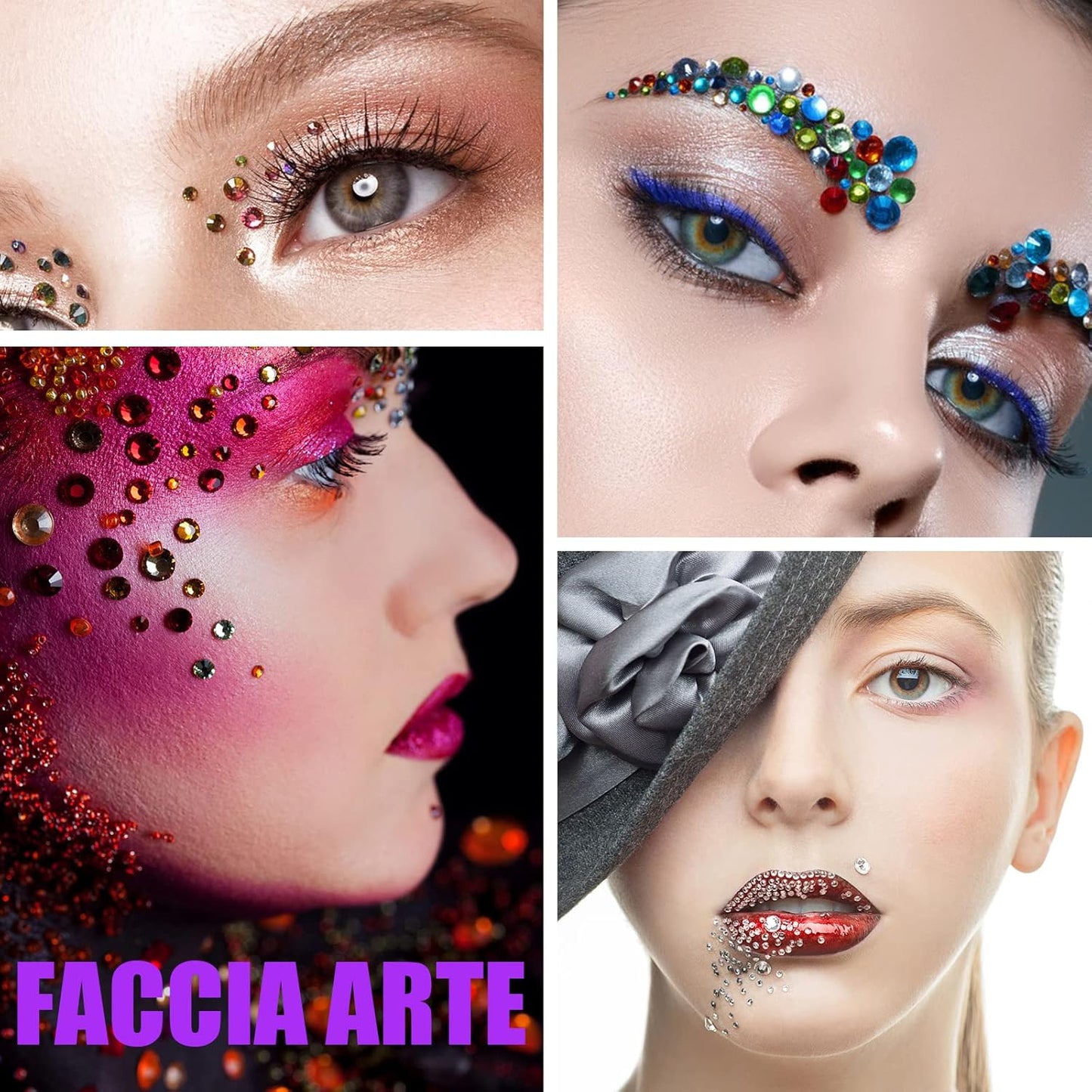 16 Sheets Glitter Gems Stickers Set, 3600 Pieces Self Adhesive Gem Stickers for Face Eyes Body, Women Accessories Rhinestone Stickers for Make Up Nail Art Decorations