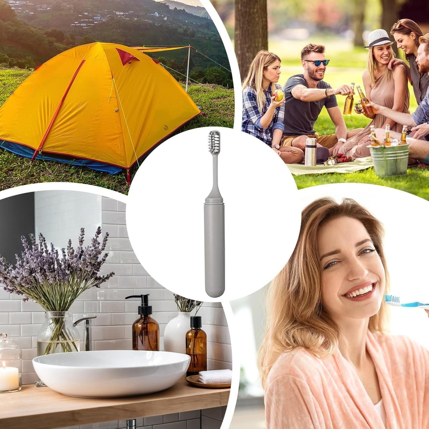 Travel Toothbrush - Foldable Toothbrush Travel Toiletries - Detachable Head Cleaning Supplies Toiletries Portable for Adults Kids Traveling Backpacking Business Trip