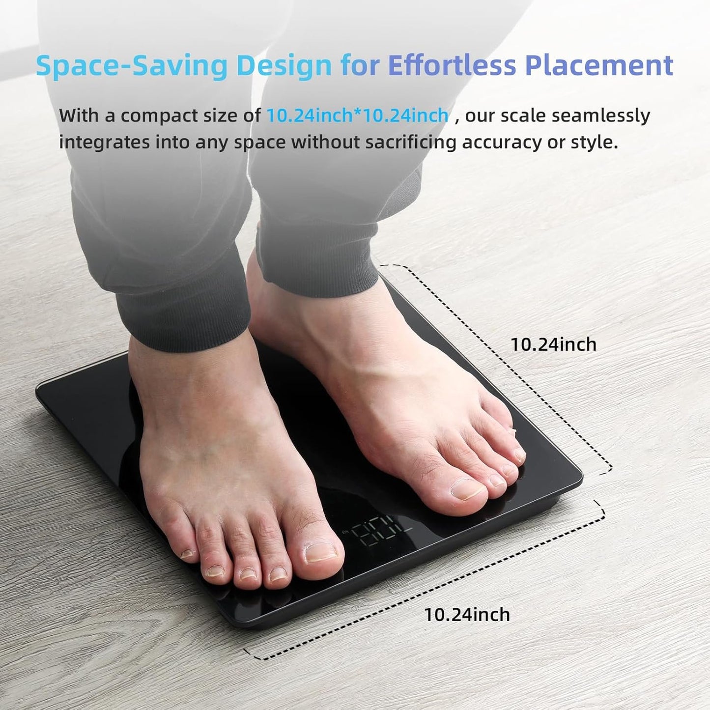 Healthkeep Personal Scales, Personal Scales with High Precision Sensors, Personal Digital Scale with Step-on Technology, Safety Glass Scale, Black 26cm*26cm