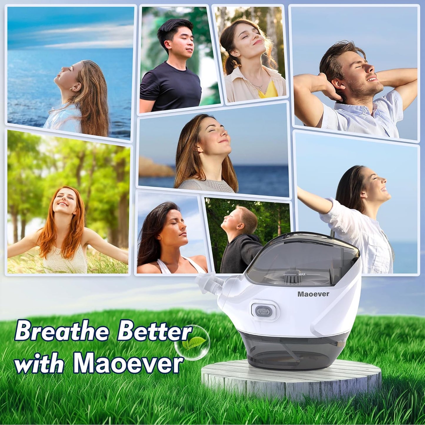 MAOEVER Nasal Irrigation System - Electric Neti Pot Sinus Rinse Machine for Nasal Care, Nose Cleaner Device with 30 Salt Packets and a Measuring Cup,...