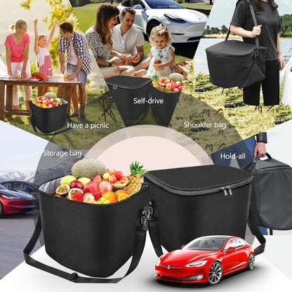 Car Frunk Cooler Organizer for Tesla Model Y 2017-2024 Insulation Cooler Bag Front Trunk Storage Organizers, Portable Waterproof Cooler Container with Adjustable Strip