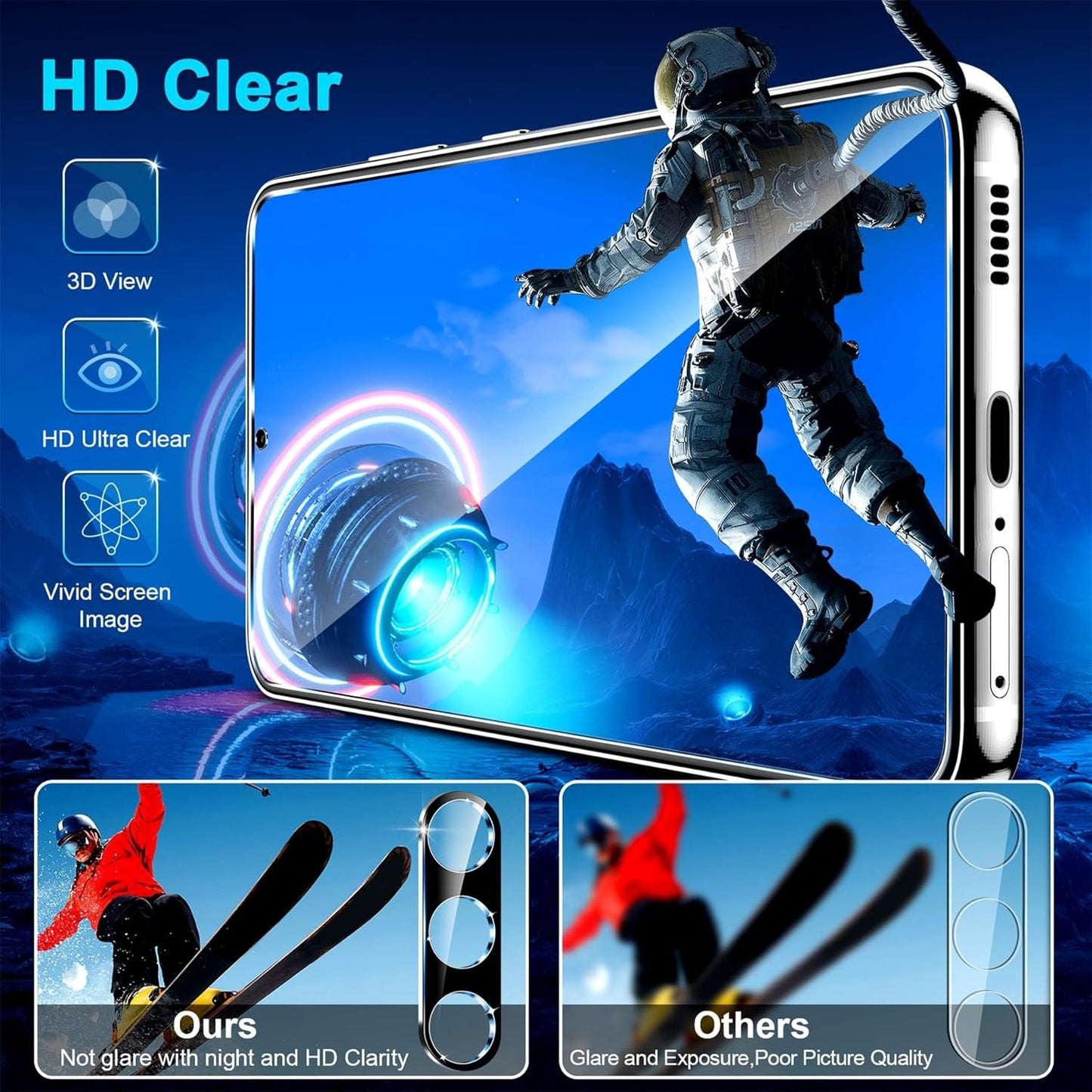 [3+3 Pack] for Samsung Galaxy S24 FE Screen Protector, 9H Tempered Glass, Ultrasonic Fingerprint Compatible, HD Clear Case Friendly for Samsung S24 FE Tempered Glass Screen Protector 5G