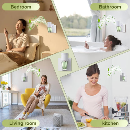 ROSSEX 6 PCS Wall Fragrance Plug in with Night Light and Oil Diffuser Plug with Upgraded Fragrance Concentration Control, Compatible with Bath and Body Works WallFower Plug for Home, White