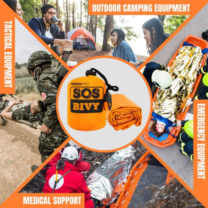 MEKKAPRO SOS Emergency Thermal Bivy Sleeping Bag with Survival Whistle, Survival Bivvy Sack, Mylar Emergency Blanket, Thermal Blanket for Outdoor