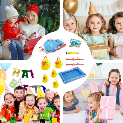 Kids Fishing Toy, Fishing Pool Games with Hand Pump, Water Play Set with Rod, Net, Floating Fish, Fun Summer Bath Game for Boys, Girls Ages 3 to 5, Indoor/Outdoor Use, Multicolour