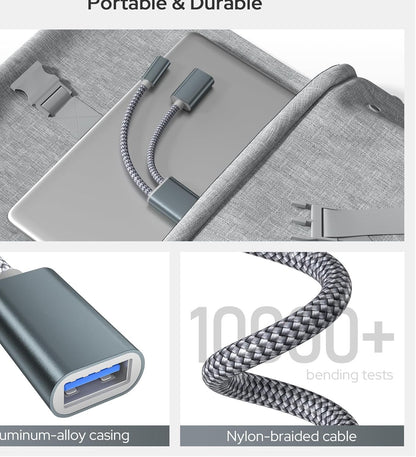 Basesailor USB C OTG Cable Adapter with Power Supply,Type C to 100W PD Charging and USB 3.0 Splitter Charger,Thunderbolt 3 for iPhone 15 Plus Pro Max,MacBook,iPad Air 4 5 2024,Samsung Galaxy S24 S23