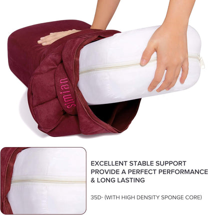 Simian Yoga Bolster Pillow Premium Meditation Bolsters Supportive Rectangular Cushion with Skin-Friendly Velvet Cover Washable, Support Cushions Bolster Pillows for Restorative Yoga,Yin Yoga…