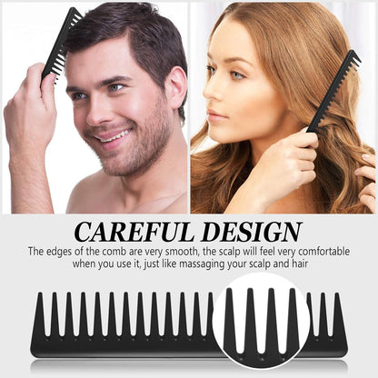 4 Pieces Wide Tooth Detangling Hair Comb Detangling Hair Comb Hair Styling Comb Set, Carbon Fiber Styling Cutting Comb Anti Static Heat Resistant Comb for Women Curly Straight Long Hair, Black