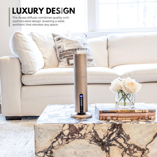 Levona Scent Essential Oil Diffuser - Cold Air Diffuser, Waterless Plug-in Aroma with Night Light, App Controlled - for Home, Office & Hotel - Covers 1000 sq ft - Acasa 1000, Gold (Oil Not Included)