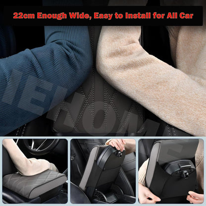 Car Armrest Cover Pillower, Auto Center Console Cushion Pad, Universal PU Leather Soft Memory Foam Arm Rest Protector Interior Accessories for SUV/Truck/Vehicle (Black, 32 * 22 * 5cm)