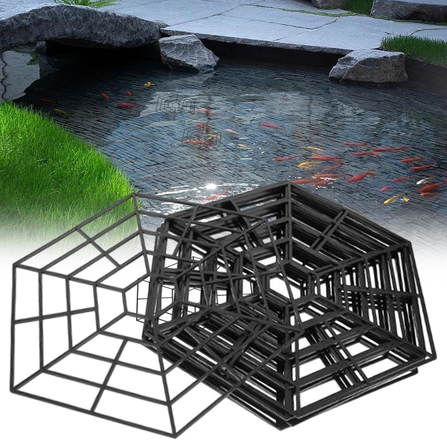 Pond Netting, Fish Protector with Hexagonal Mesh, Shrimp Safety Cover, Protective Tools Set, for Garden Accessories, Defending Against Herons, Raccoons, Outdoor Use, 10.55x10.55 inches