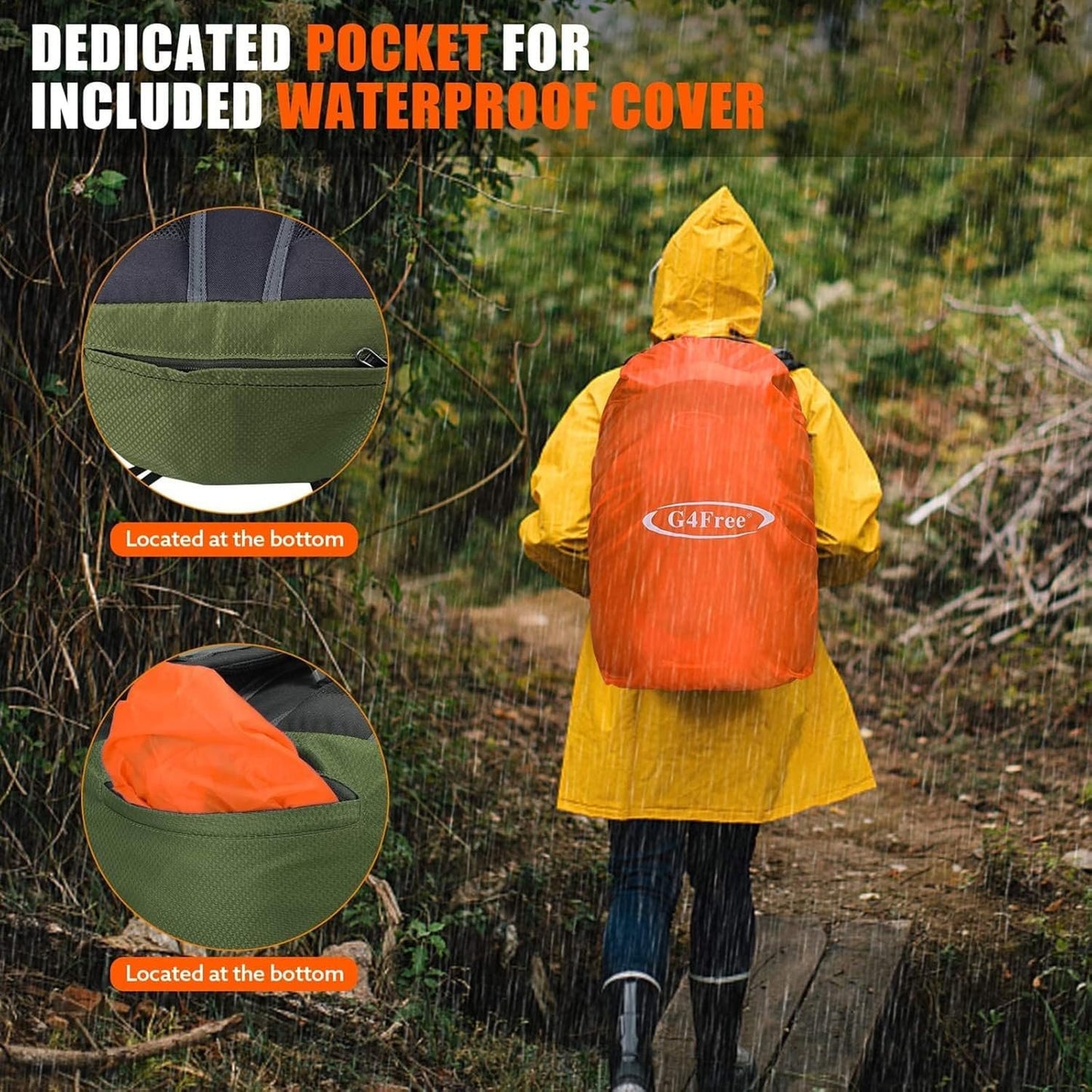G4Free 35L Hiking Backpack Water Resistant Outdoor Sports Travel Daypack Lightweight with Rain Cover for Women Men