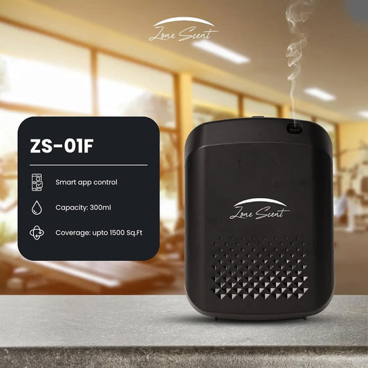 Smart Essential Oil Diffuser for Home and Commercial Use – 1500 Sq Ft Cold Air Scent Machine – Waterless, Quiet, Safe, App-Controlled Aroma Diffuser – ZS-01F (Black)