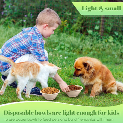 50 Pcs Disposable Bowl Travel Pet Bowls, Vet-Grade Biodegradable 350ML Small Food Bowls for Puppy Cat Food Dish Safe Paper Bowls Container for Outdoor Rescue Feeding and Watering Supplies