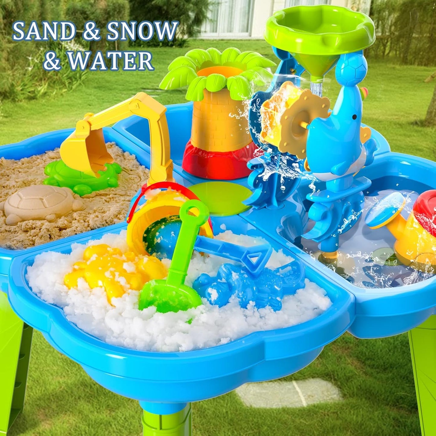 Lucky Doug Kids Sand and Water Table, 4 in 1 Beach Toys for Toddlers Kids Boys Girls, Outdoor Activity Summer Play Toys for Toddlers Age 3-5