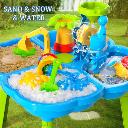 Lucky Doug Kids Sand and Water Table, 4 in 1 Beach Toys for Toddlers Kids Boys Girls, Outdoor Activity Summer Play Toys for Toddlers Age 3-5