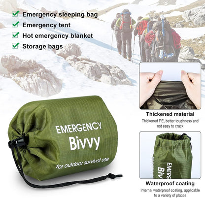 Mitening Emergency Tent, Portable Emergency Sleeping Bag, Emergency Tent, Waterproof Survival Sleeping Bag, Heat Repellent, First Aid Rescue Blankets, Ultralight Bivouac Bag for Outdoor Camping and