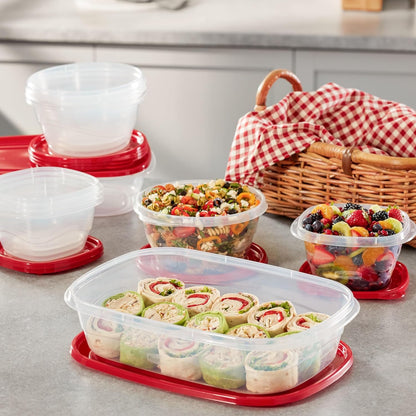 Rubbermaid TakeAlongs Food Storage Containers, 52 Piece Plastic Container Set, Dishwasher and Microwave Safe Meal Prep, Snack, and Lunch Container, BPA Free, Ruby Red