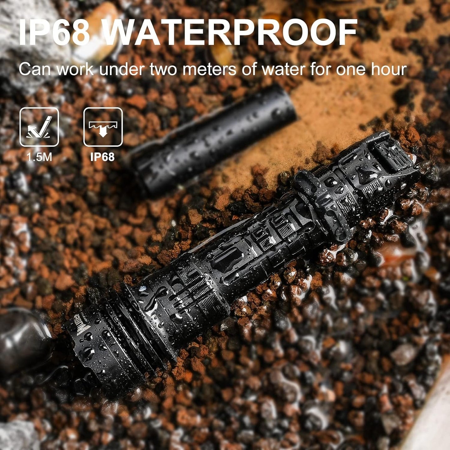 WUBEN T1 Rechargeable Tactical Flashlight 2000 Lumens, Super Bright LED Flashlights with Tactical Mode and Outdoor Mode, IP68 Waterproof Flashlights for Tactical Gear, Emergencies, Camping