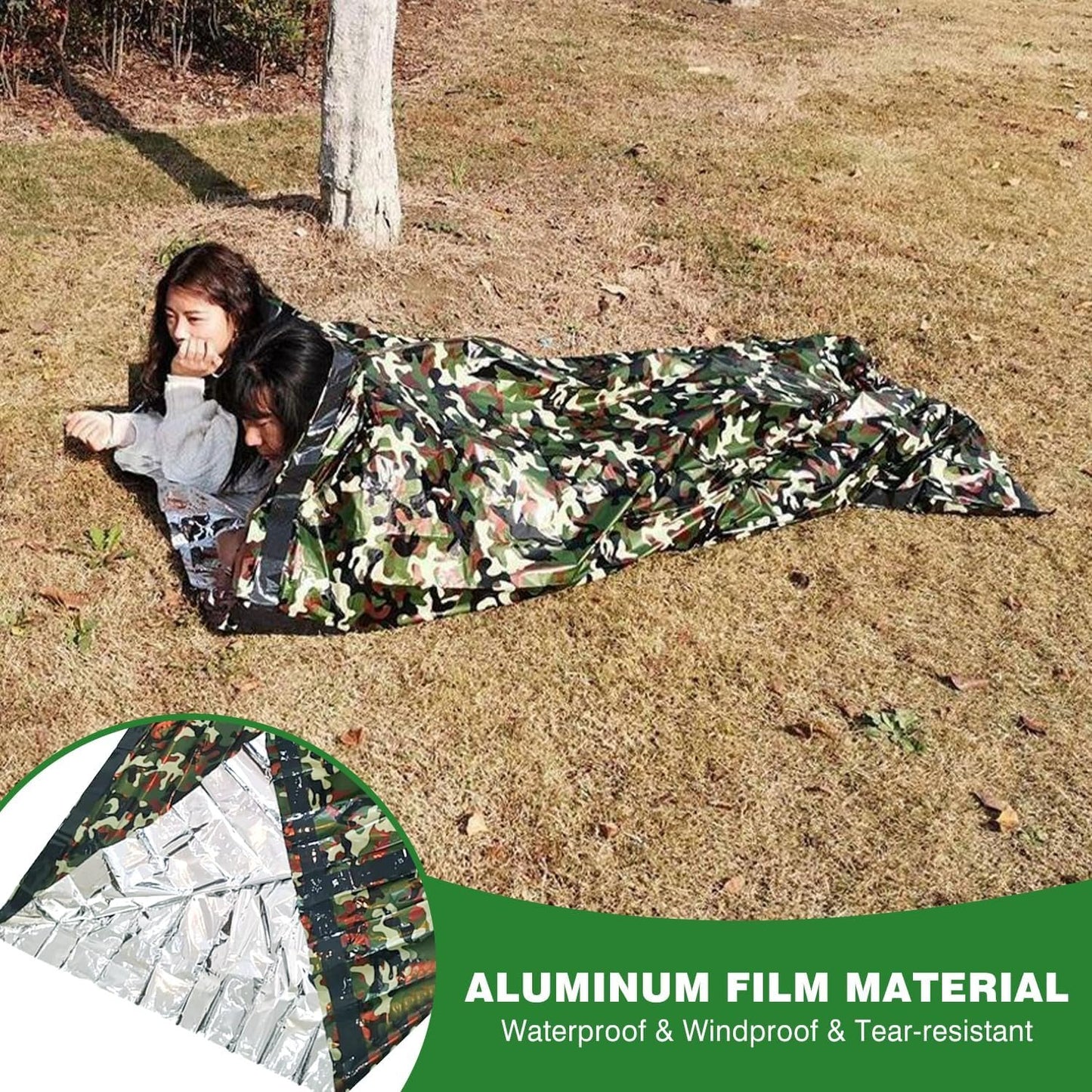Emergency Sleeping Bag, Survival Sleeping Bag, Survival Bivouac Bag, First Aid Rescue Blankets, Waterproof Emergency Blanket, Warm Tube Tent, Ultralight, Heat Repellent, Cold Protection, Rescue Tent