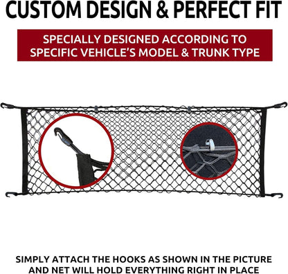 Back Seat Style Automotive Elastic Trunk Mesh Cargo Net for Mazda CX5 S Carbon Premium Turbo 2023 - Premium Trunk Organizer and Storage - Luggage Net for Crossover - Car Organizer for Mazda CX5