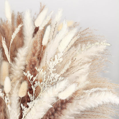 86PCS Natural Dried Pampas Grass Mix Bouquet, Boho Home Decor Phragmites Dried Flowers Reed, Bunny Tails Table Decor, Pompas Grass for Wedding Floral Arrangements Rustic Farmhouse Party Fall Decor