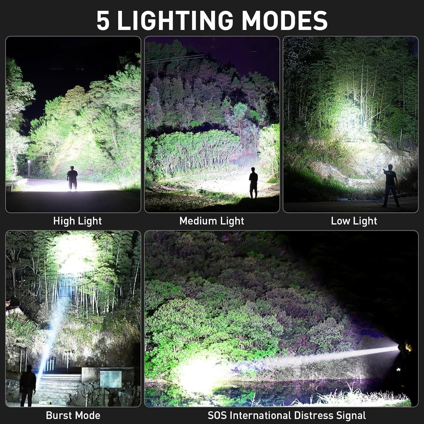 Rechargeable Flashlight 2 PCs,High Lumen Super Bright Flash Light with 15 H Long Runtime & 5 Modes,IP6 Waterproof Flashlight for Emergencies Bad Weather, Camping, Hiking