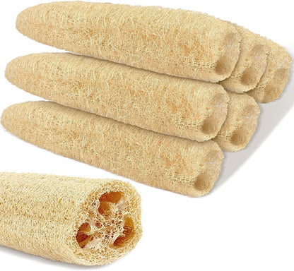 Supkiir 6 Pack Natural Loofah Sponges, Organic Luffa Bath Shower Loofah Sponge, Easy Foaming Exfoliating Body Skin Scrubber Sponges for Shower Kitchen Cleaning Wash