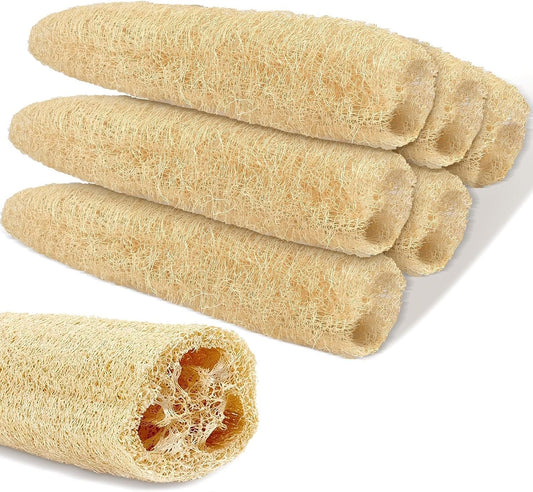 Supkiir 6 Pack Natural Loofah Sponges, Organic Luffa Bath Shower Loofah Sponge, Easy Foaming Exfoliating Body Skin Scrubber Sponges for Shower Kitchen Cleaning Wash