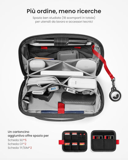 tomtoc Cable Bag and Technical Accessories, Travel, Organizer Bag for Electronic Technical AccessoriesAdapter MacBook, Cable, Hub, Power Bank, USB Stick, Charger, Hard Drive, Gifts