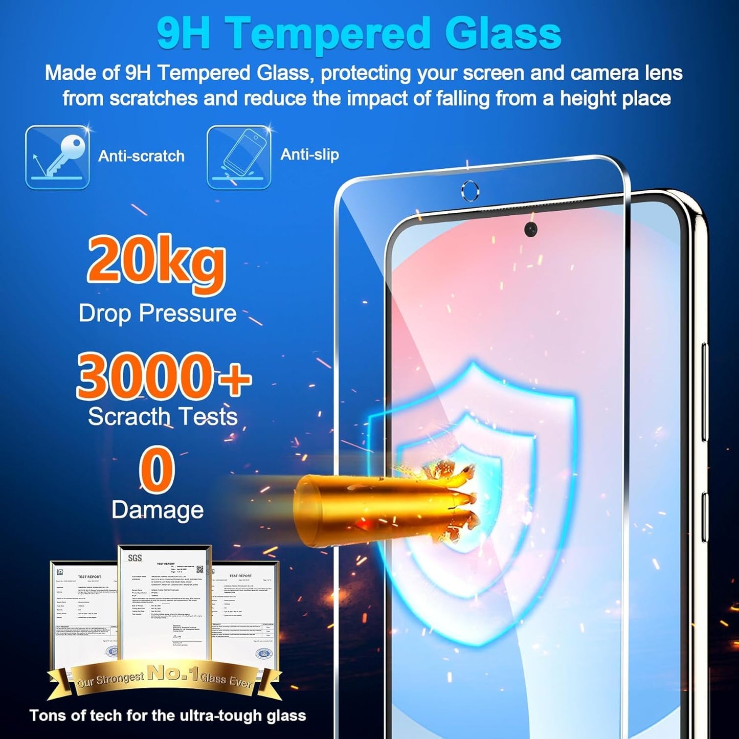 3 Pack Tempered Glass Screen Protector for Samsung Galaxy S24 FE 5G, Ultrasonic Fingerprint Unlock, HD Clear Case Friendly Scratch Resistant for Samsung Galaxy S24 FE Screen Protector