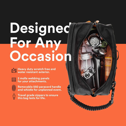 Fitdom Tactical Toiletry Bag Dopp Kit Case For Men. Perfect For Travel & Storage. Fits Large & Small Cosmetic Makeup, Clipper, Toothbrush, Shower, Shaving & Grooming Care. Best Overnight Organizer,