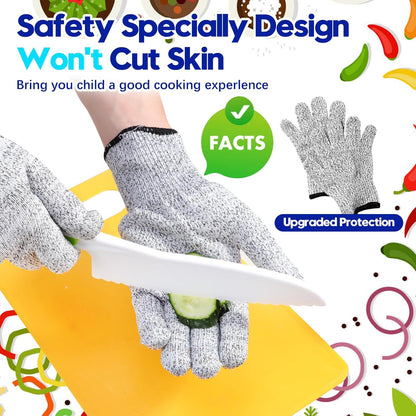 PELOSTA 18 Piece Play Kitchen Toys for Kids,Montessori Kitchen Tools for Toddlers Real Cooking,Kids Safe Knife,Gloves,Cutting Board,Scissors for Pretend Play,Birthday Gifts for Girls & Boys Age 3-8c