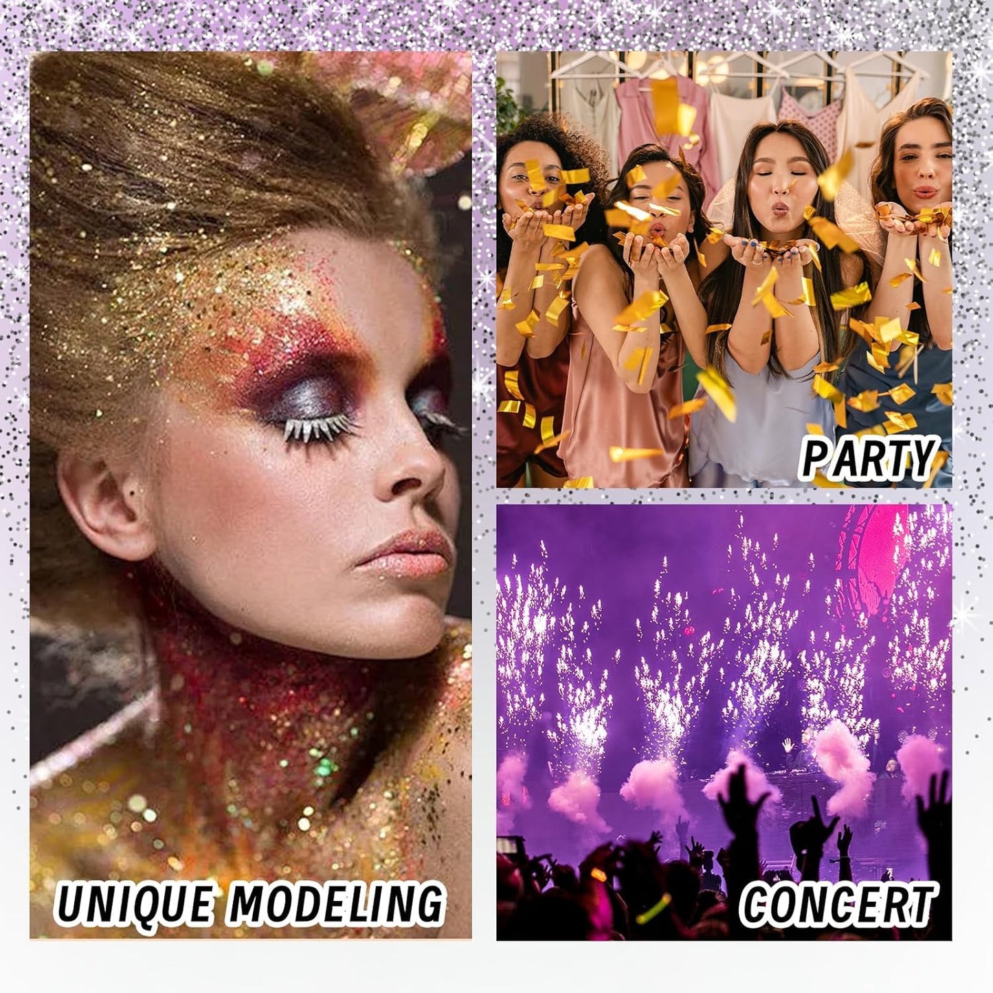 Prreal Body Glitter, Sparkling Body Glitter Stick, Face Glitter Gel, Mermaid Sequins Glitter for Hair Nail, Sequins Chunky Glitter Stick Rave Accessories Stage Halloween Festival Makeup (#06 Silver)