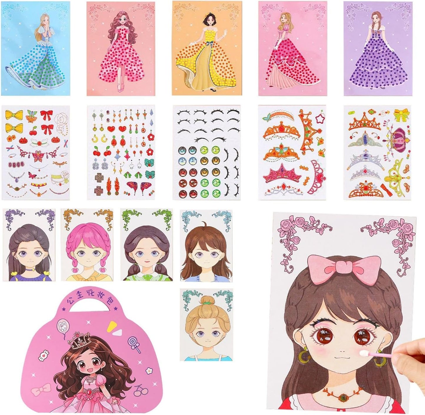 Princess Dress-up Game, Dress-up Sticker Book, Creative Makeup Game, Girls Dress-up Toys, Educational Role-Playing Toys, Fun Sticker Book for Girls, Girls Makeup Game For Girls Boys Birthdays