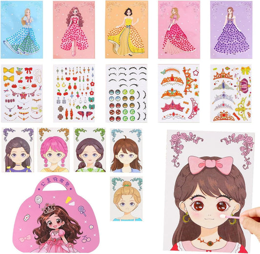 Princess Dress-up Game, Dress-up Sticker Book, Creative Makeup Game, Girls Dress-up Toys, Educational Role-Playing Toys, Fun Sticker Book for Girls, Girls Makeup Game For Girls Boys Birthdays