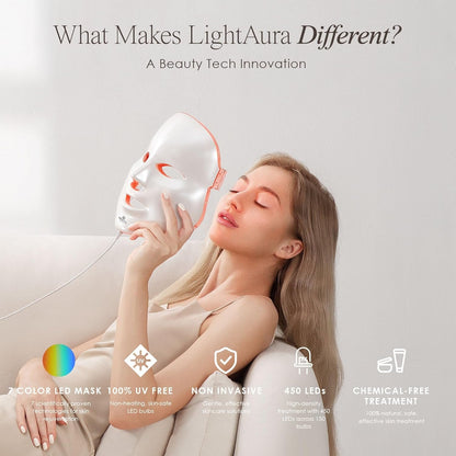 Project E Beauty LightAura LED Light Therapy Mask | Anti-Aging Facial Skincare Routine | Skin Tightening | Calm Inflammation & Sensitive Skin | Reduce Wrinkle | Brightens Skin | Collagen Boost
