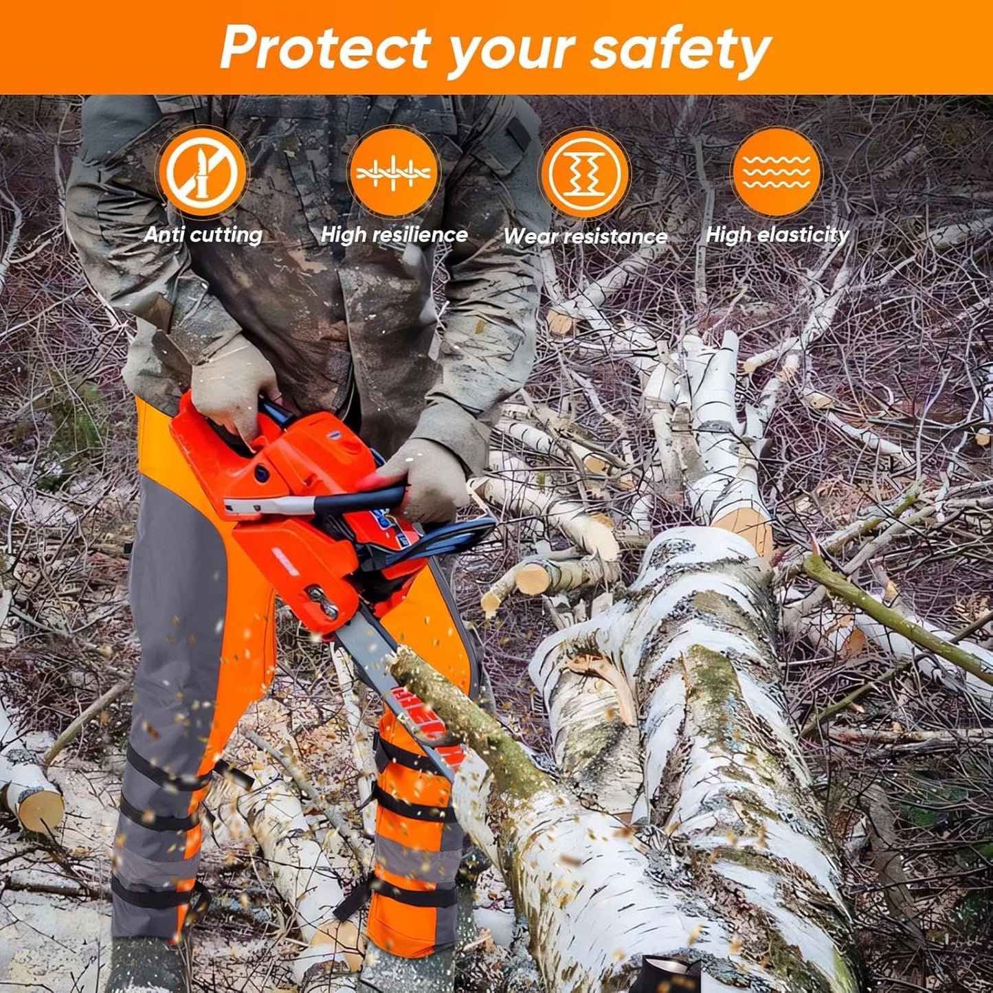 Chainsaw Apron Safety Pants, Chainsaw Work Pants - Safety Protection, Wear and Tear Resistant, Comfortable Fit, Outdoor Logging Protective Pants L