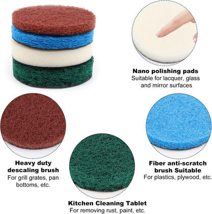 16PCS Cleaning Brush Attachments, Universal Brush Set, Scouring Pads Cleaning Kit for Bathroom and Kitchen,4 Kitchen Pads, 4 Foam Pads, 4 Microfibre Pads, 4 High Performance