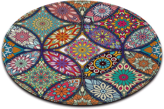 LB Modern Non-Slip Machine Washable Round Rug Living Room Bedroom Bathroom Kitchen Soft Rug Home Decor, 60 x 60 cm