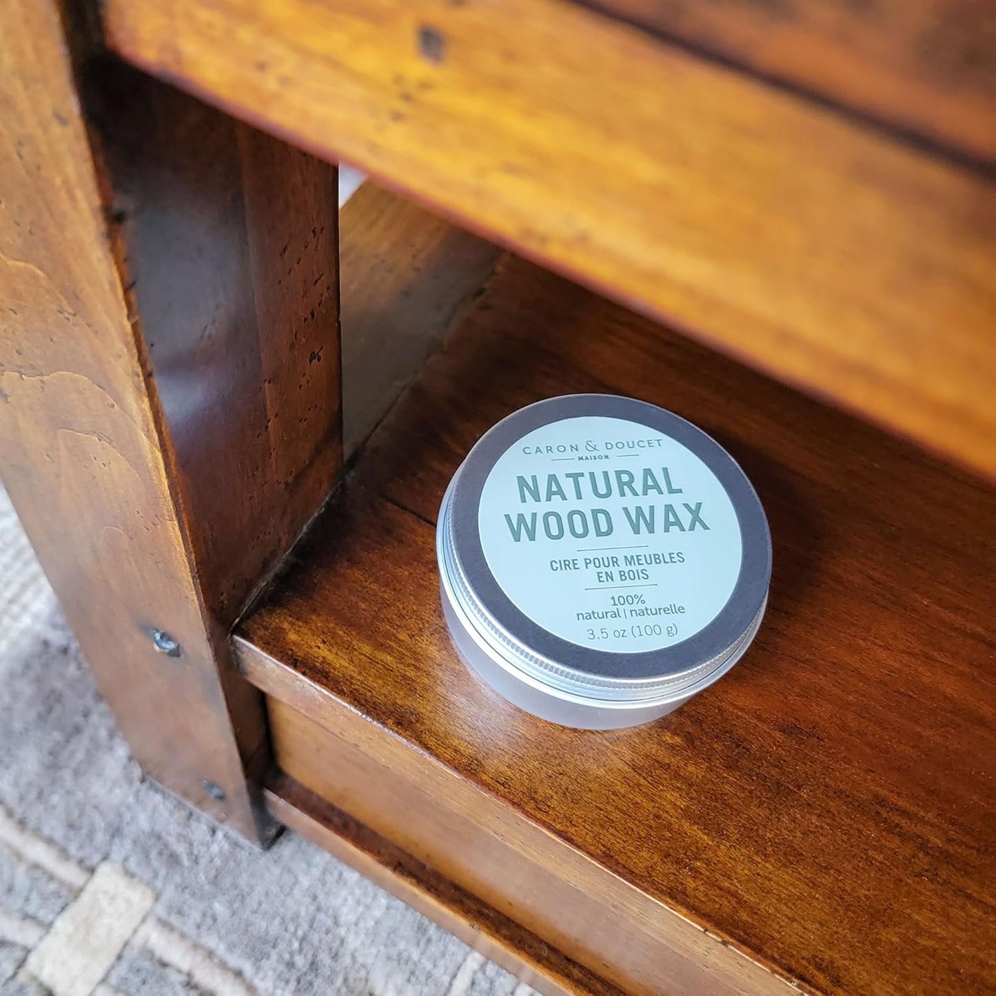 Caron & Doucet - Natural Wood Conditioning Vegan Wax Finish - 100% Plant Based Wood Conditioning and Polishing Wax Finish - Orange Scented - Suitable for Natural Wood Furniture. (100g)