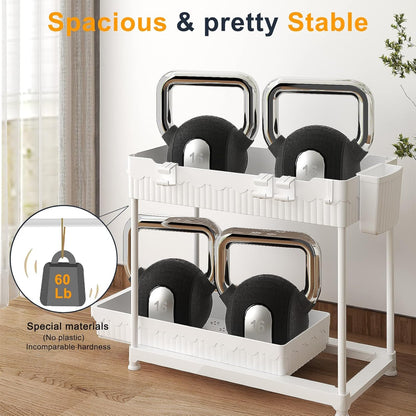 Sevenblue Under Sink Organizer and Storage, 2 Tier Sliding Bathroom Organizers, Multi-Use Under Sink Organizer for Bathroom and Kitchen (Plastic)…