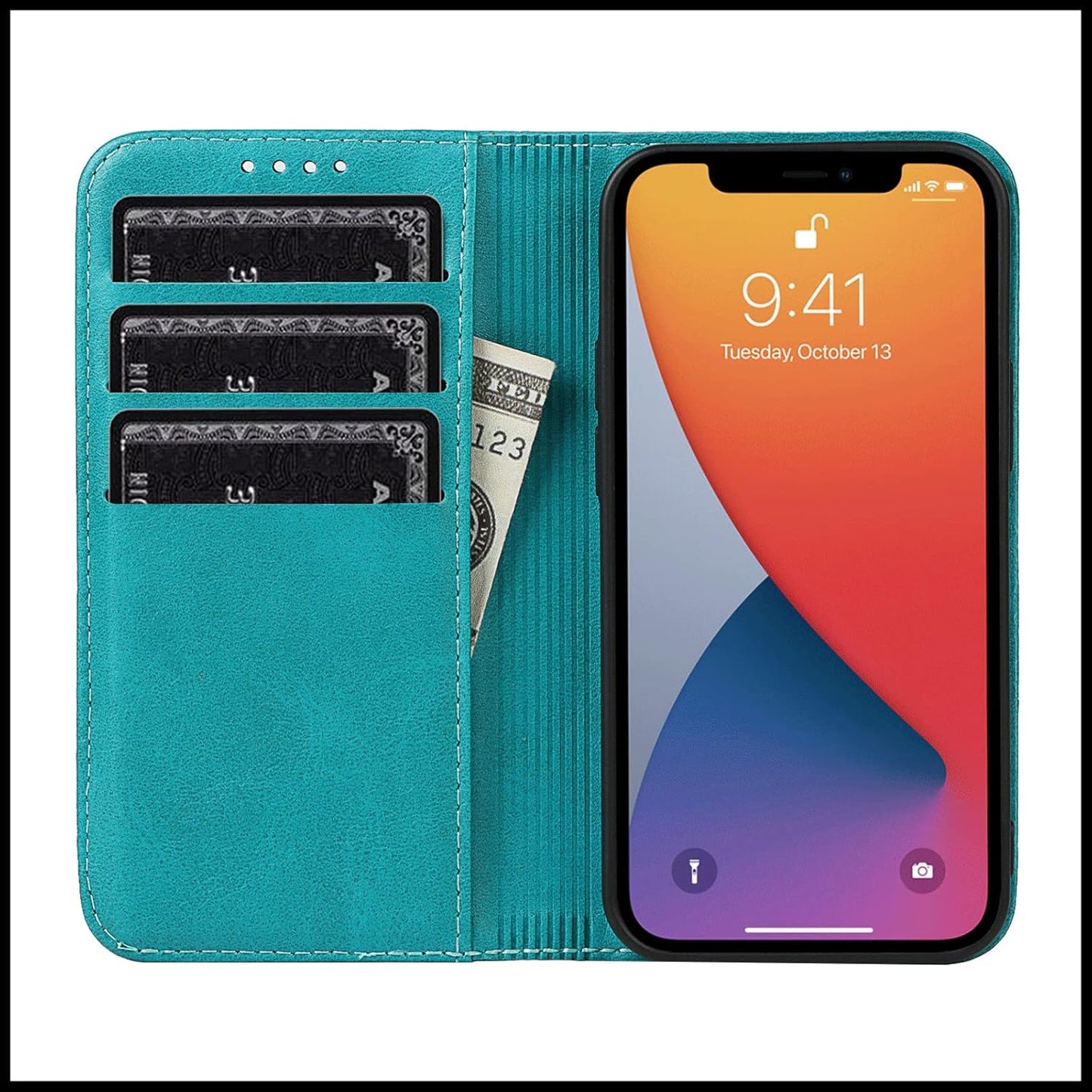 FROLAN for iPhone 13 Pro Wallet Case with Card Holder, Premium PU Leather Credit Slot Flip Folio Book Drop Protection Shockproof Phone Cover for iPhone 13 Pro 6.1 Inch (Sky Blue)