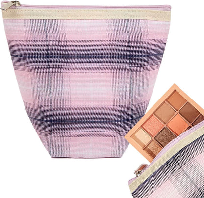 Travel Bag Stripes, Zipper Makeup Pouch, 6.69 x 5.71 x 2.95 Inches, Cosmetic Storage Organizer, Water Resistant Inner Lining for Women Travels and Daily Accessories, Multicolour, pink, Please refer to