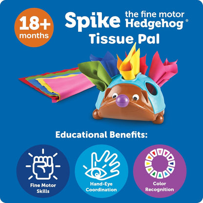 Learning Resources Spike The Fine Motor Hedgehog Tissue Pal, 11 Pieces, Ages 18 Months+, Learning Toys, Baby Toys, Educational Toys, fine Motor Skills,Montessori Toys