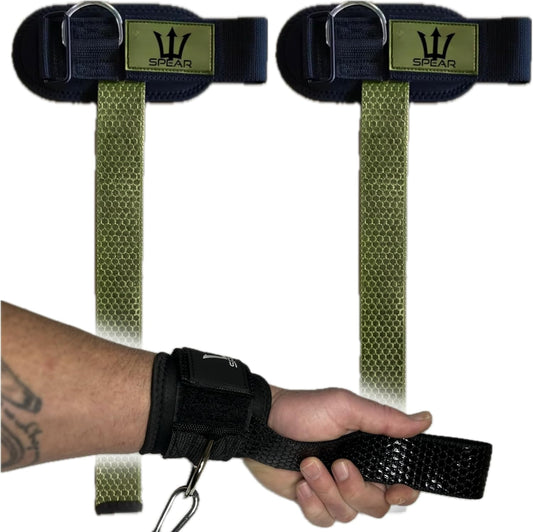 D Ring Lifting Straps For Weightlifting, Cable Machine Workout, Hex Silicone Grips, Wrist Straps With Cuffed D Ring for Deadlifting, Bodybuilding, Powerlifting, Weight Lifting Wrist Wraps for Gym & Training