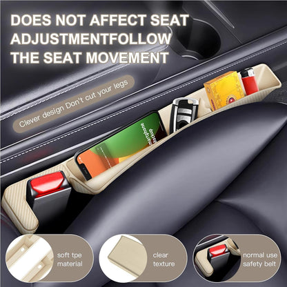 2PCS Car Seat Gap Filler Organizer,Multifunctional Car Gap Fillers with USB and Phone Holder,Auto Interior Accessories,Universal Car Seat Storage Organizer Between Seats for Phone,Keys (Beige)