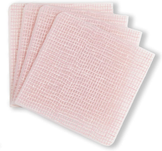 MODERN-TWIST Set of 4 Coasters 100% Plastic Free Silicone Tabletop, Dining, Decoration, Modern Design, Linen Print, Blush, 4 Count