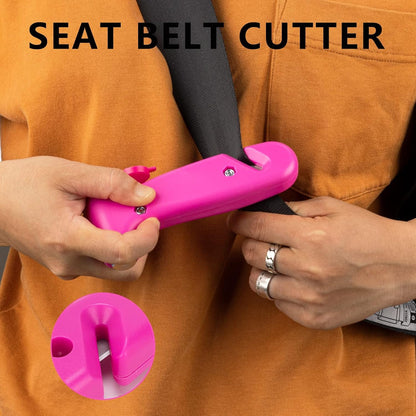 TOOLINKIN Safety Hammer Car Window Breaker & Seatbelt Cutter, Three-in-One Emergency Escape Tool, Multifunctional Escape Tool for Car, RV, Bus (Pink, 1-Pack)